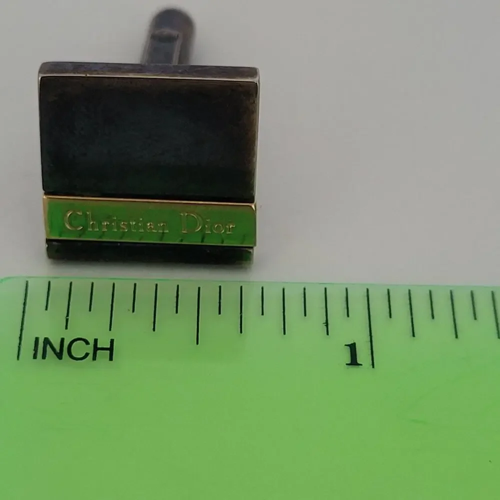 Christian Dior Gold Black Tone Logo‎ Cufflinks Authentic